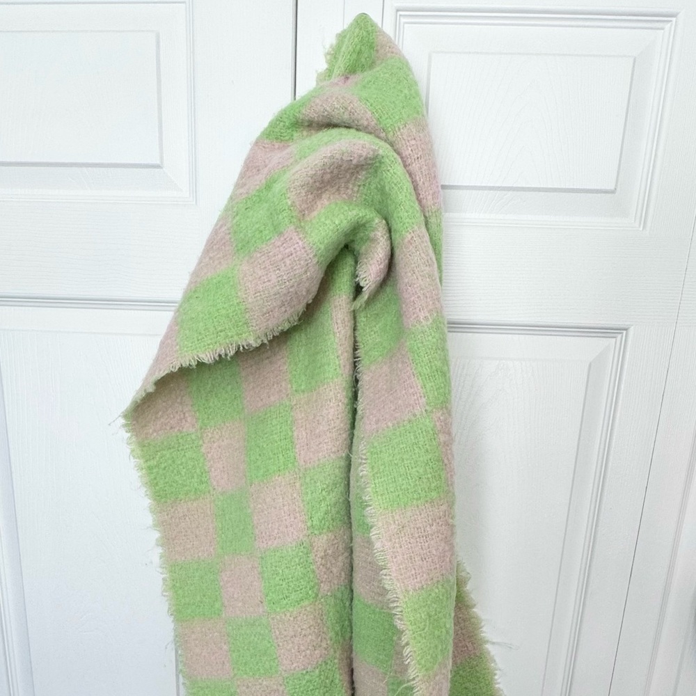 Forever 21 Neon Green and Beige Checkered Blanket Scarf